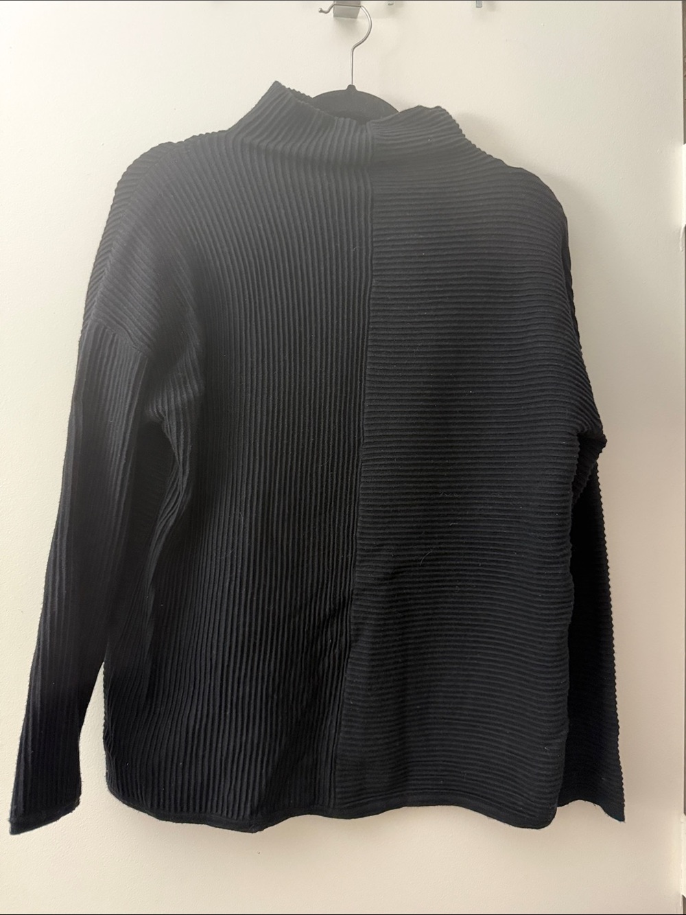 Black Ribbed Turtleneck Sweater